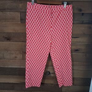 Dennis by Dennis Basso Pink and White Geometric Print Ankle Pants SZ 12